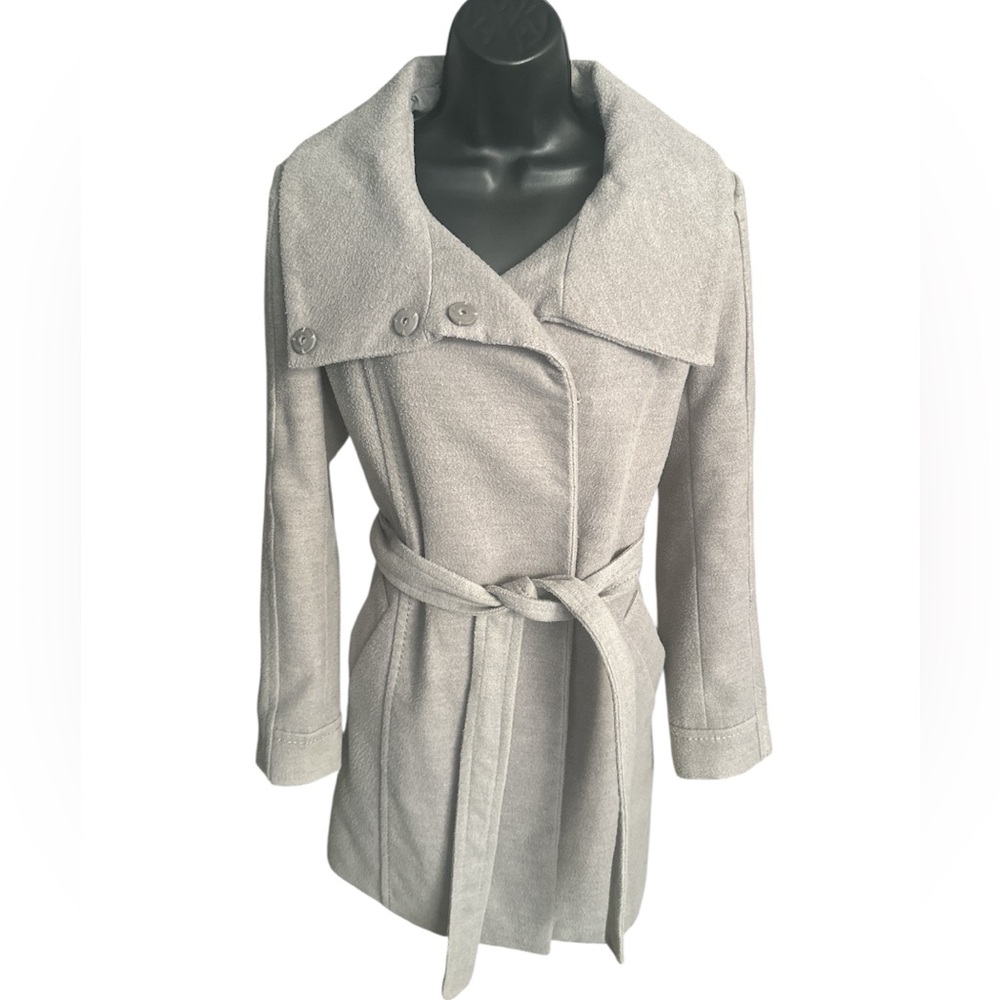 H&M Women's Gray Belted Pea Coat
